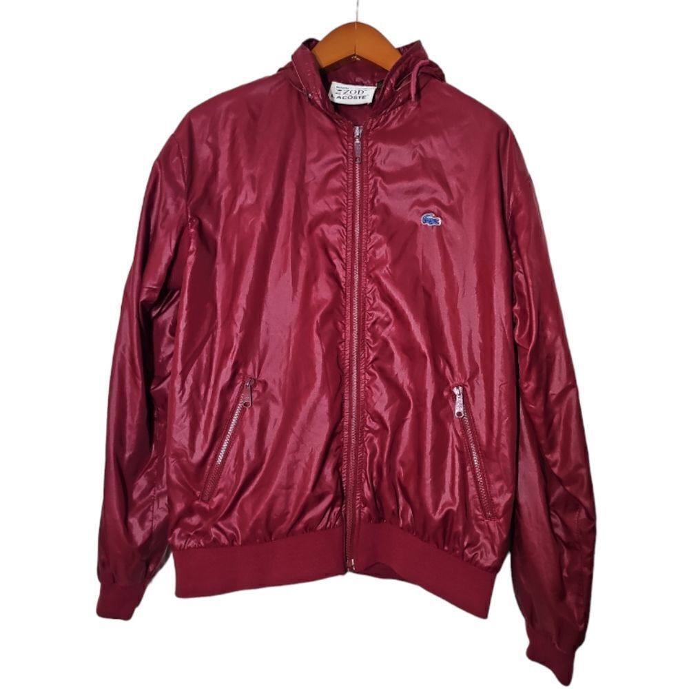 Vintage Lacoste lzod Maroon Red ‎ Windbreaker Zip Jacket Size Medium